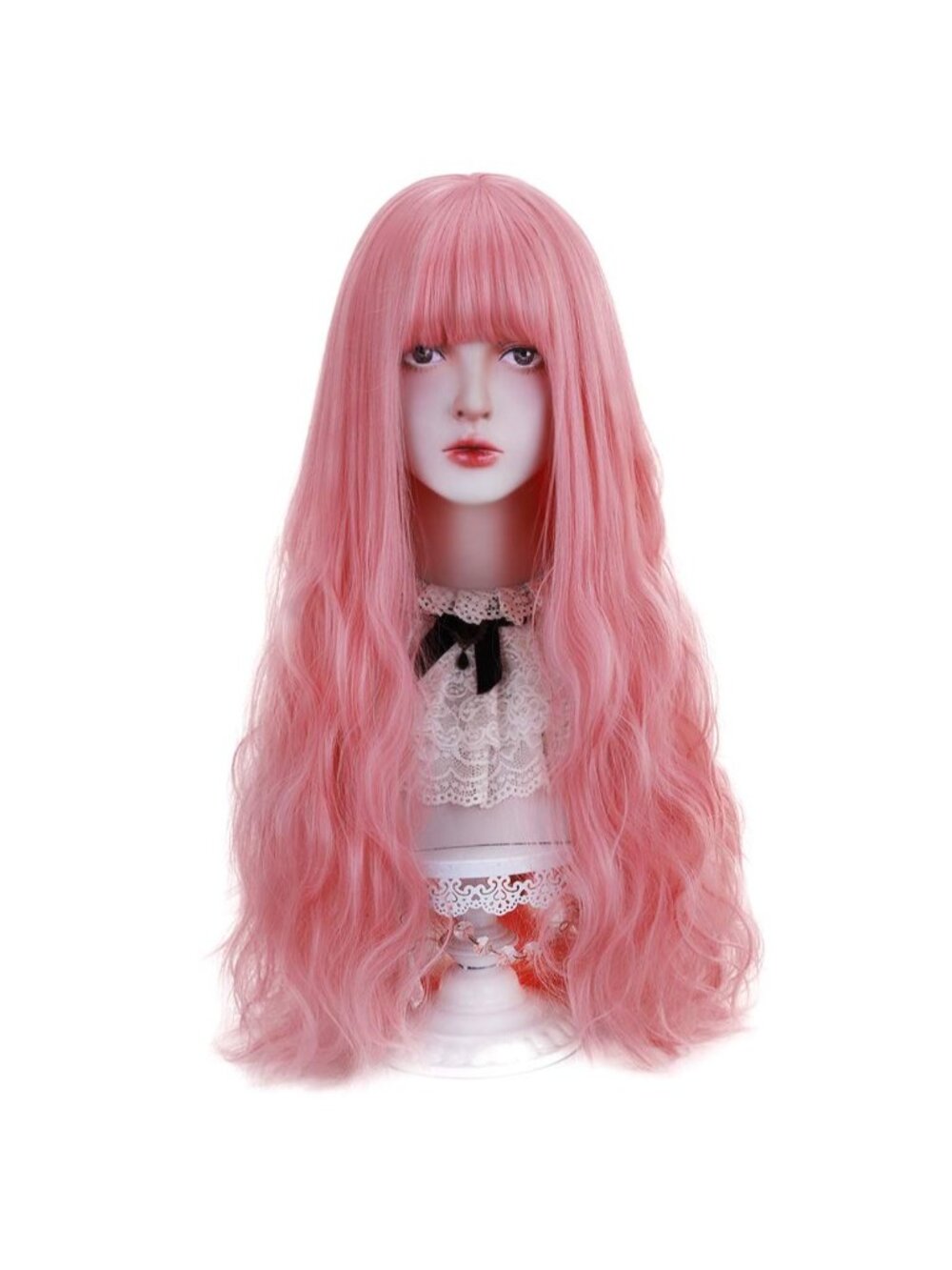 Women's Pink Natural Long Wavy Cosplay Heat Resistant Synthetic Fiber Wigs